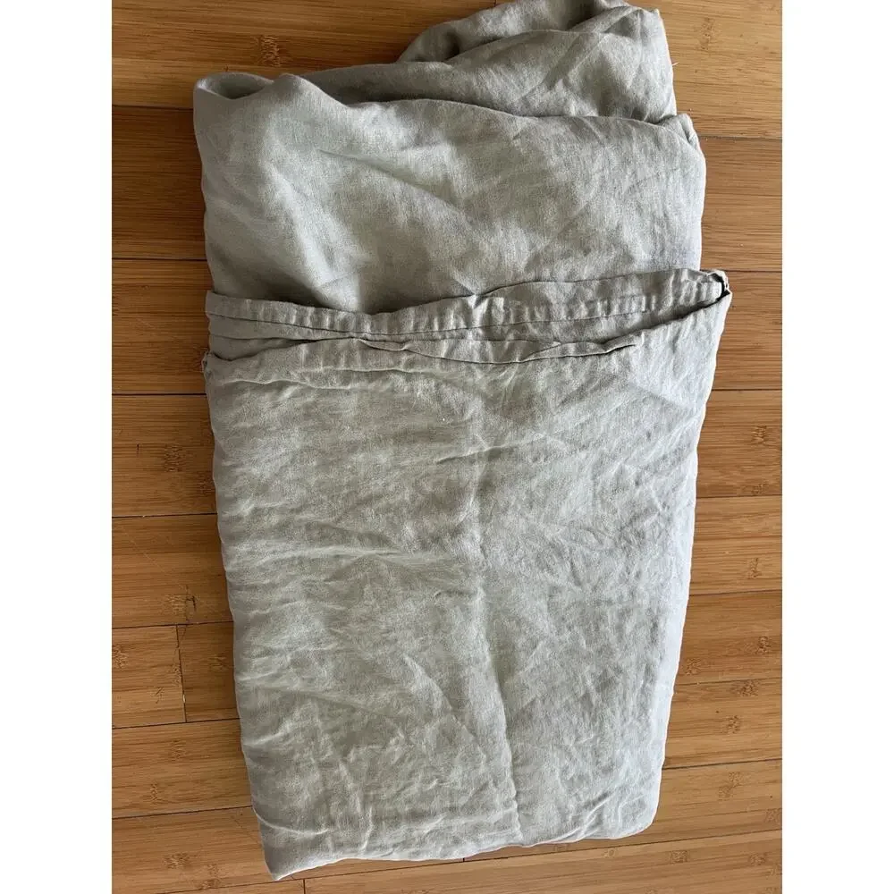 H&M HOME 100% Linen Duvet Cover Queen 88x92” Sage Green